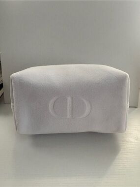 Dior White Velvet Makeup/Cosmetic Bag Pouch